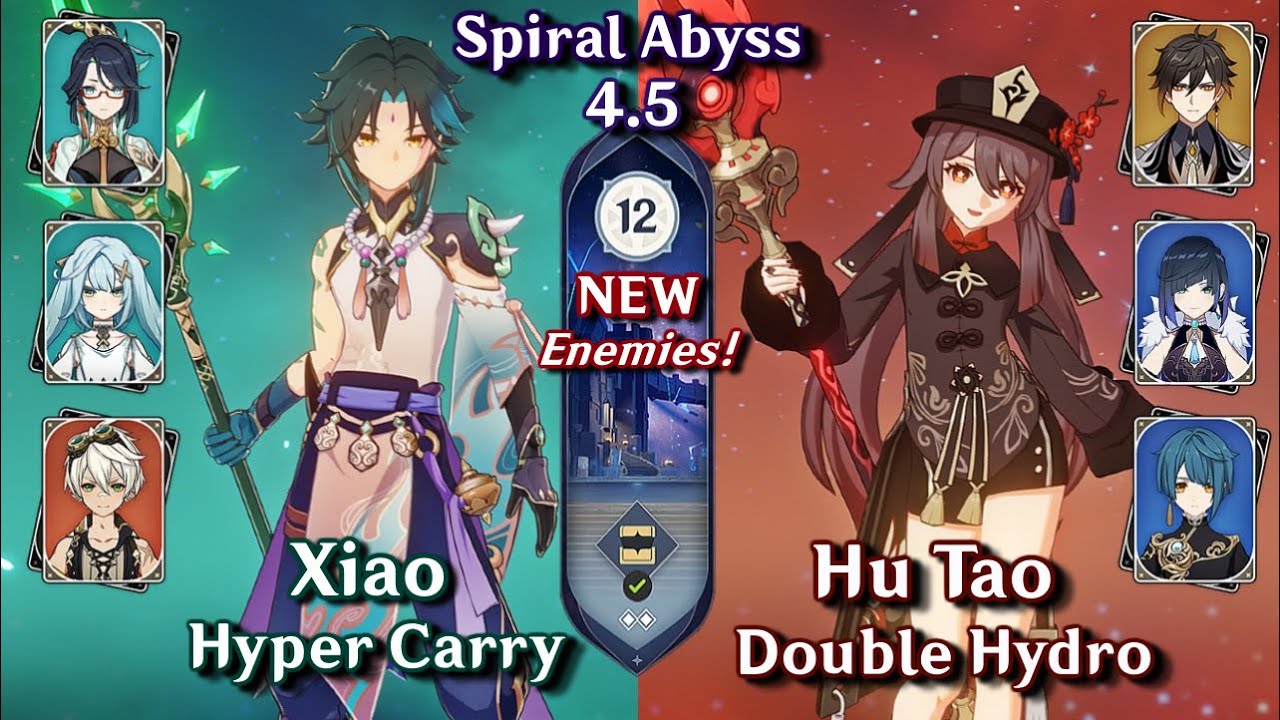 C1 Xiao Hyper Carry & C0 Hutao Double Hydro | Spiral Abyss 4.5 - Floor 12 9 Stars | Genshin Impact