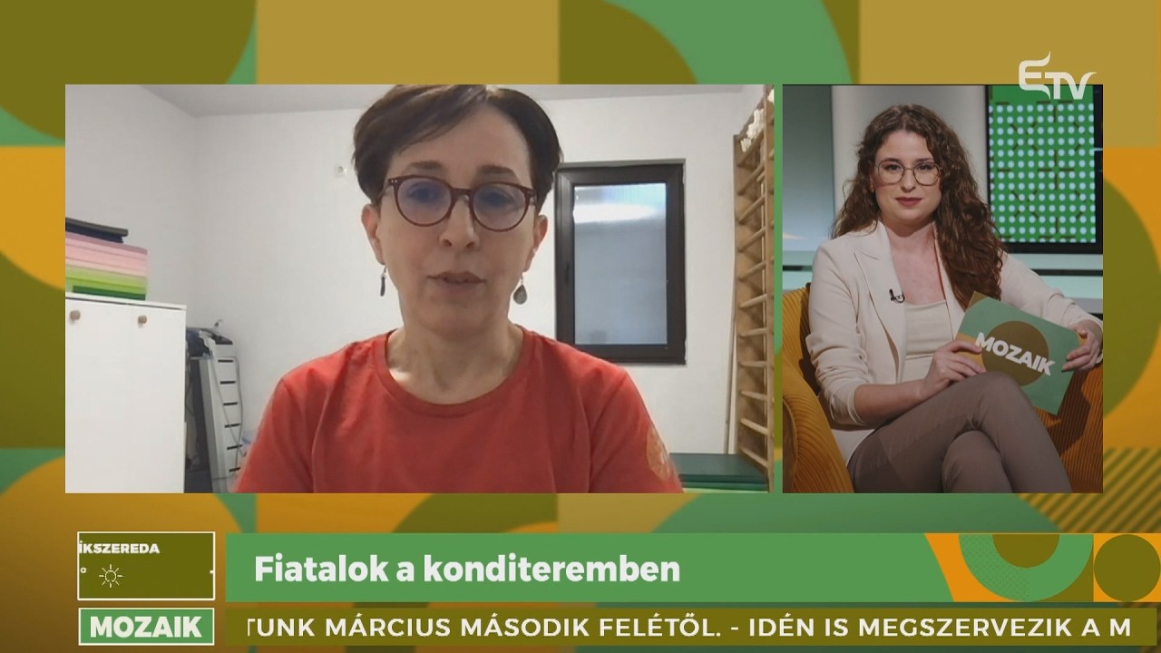 Fiatalok a konditeremben – Mozaik