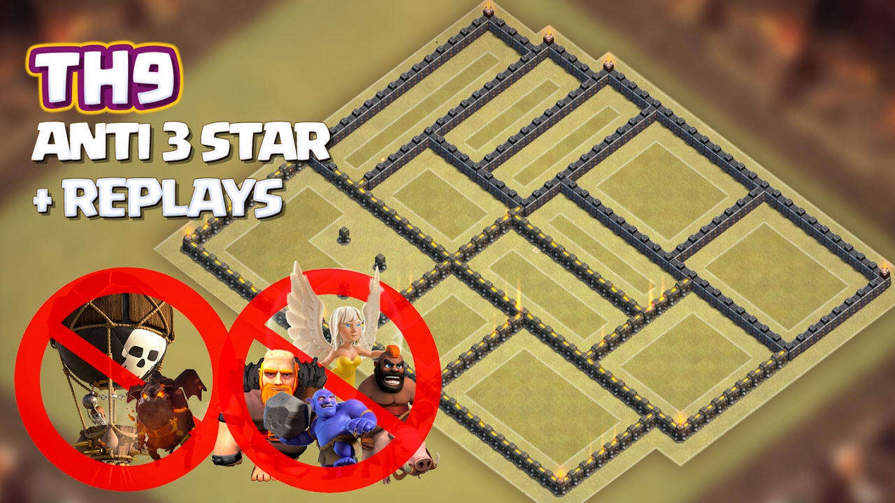 Town Hall 9 War Base 2017 - Anti 3 Star (LaLoon + HGHB + GoVaHo) + Replays