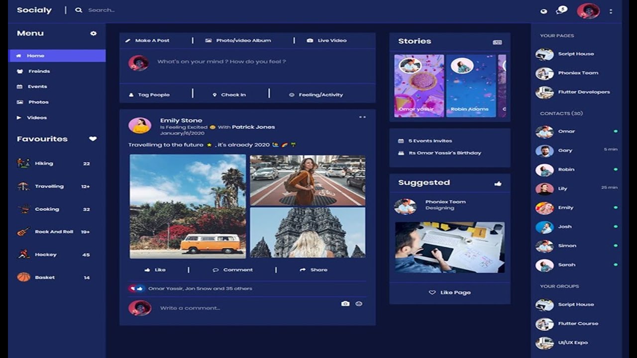تصميم موقع تواصل اجتماعي شبيه فيسبوك الدرس 4 -  Make website Facebook use html5 And css3