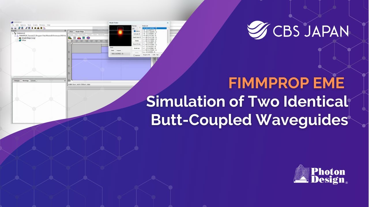 FIMMPROP EME Simulation of Two Identical Butt-Coupled Waveguides | CBS Japan