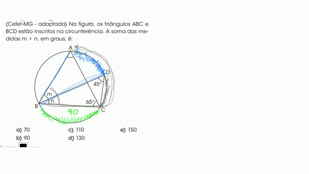 exercício ângulos na circunferência cefet