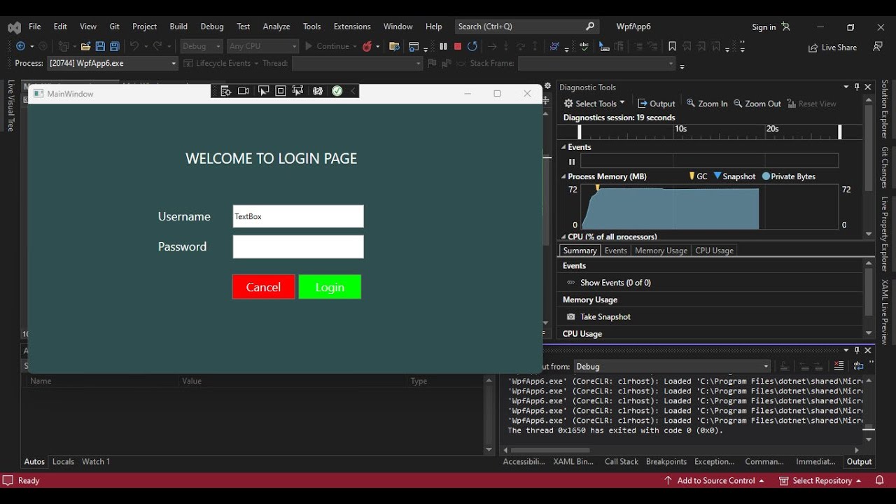 WPF in Visual Studio 2022 (Design XAML Login Page)