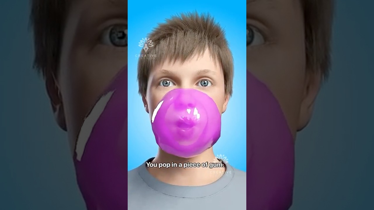 This Happens to Your Body Every Time You Chew Gum 😱 #short #microplastics - Creativelearning3d