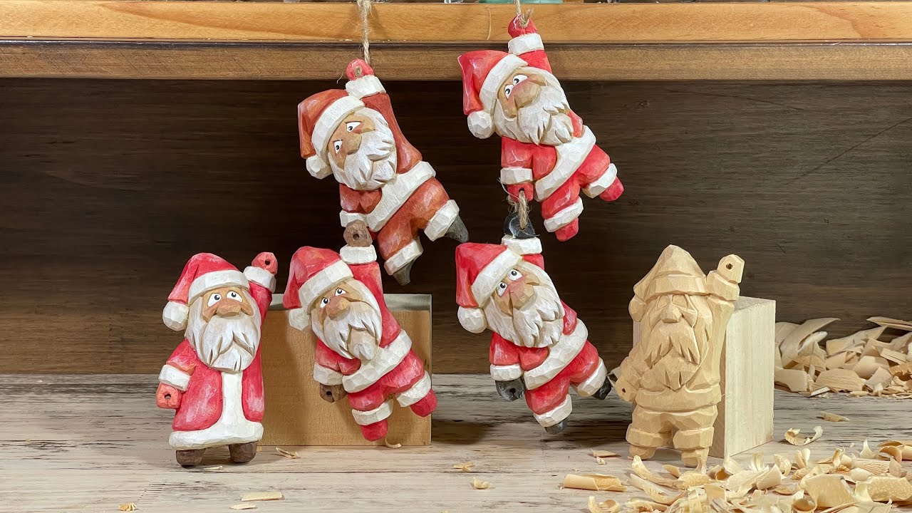 매달린 싼타 조각하기 Carving a santa Hanging from a Rope!
