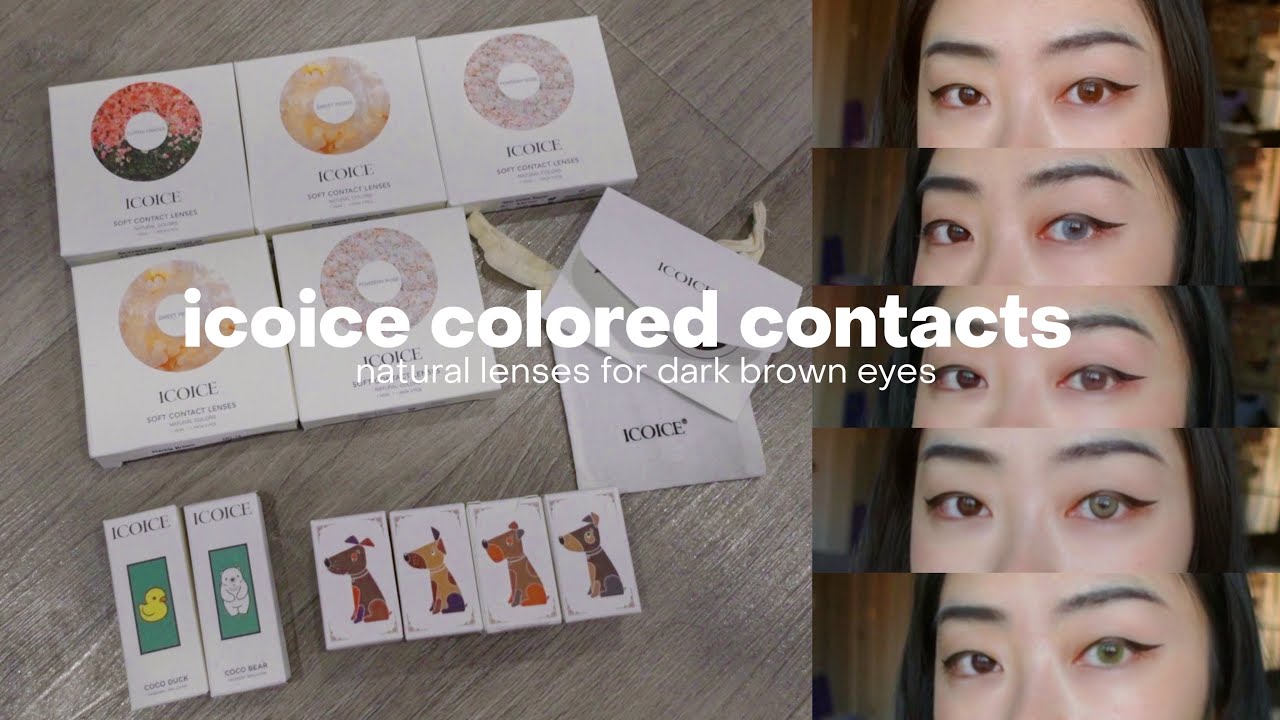 icoice colored contacts try-on + review *natural lenses for dark brown eyes*
