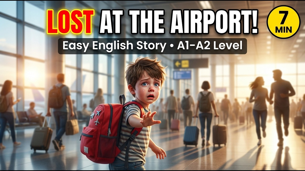 Lost in the Airport – Easy English Story for Beginners (A1–A2 Level)