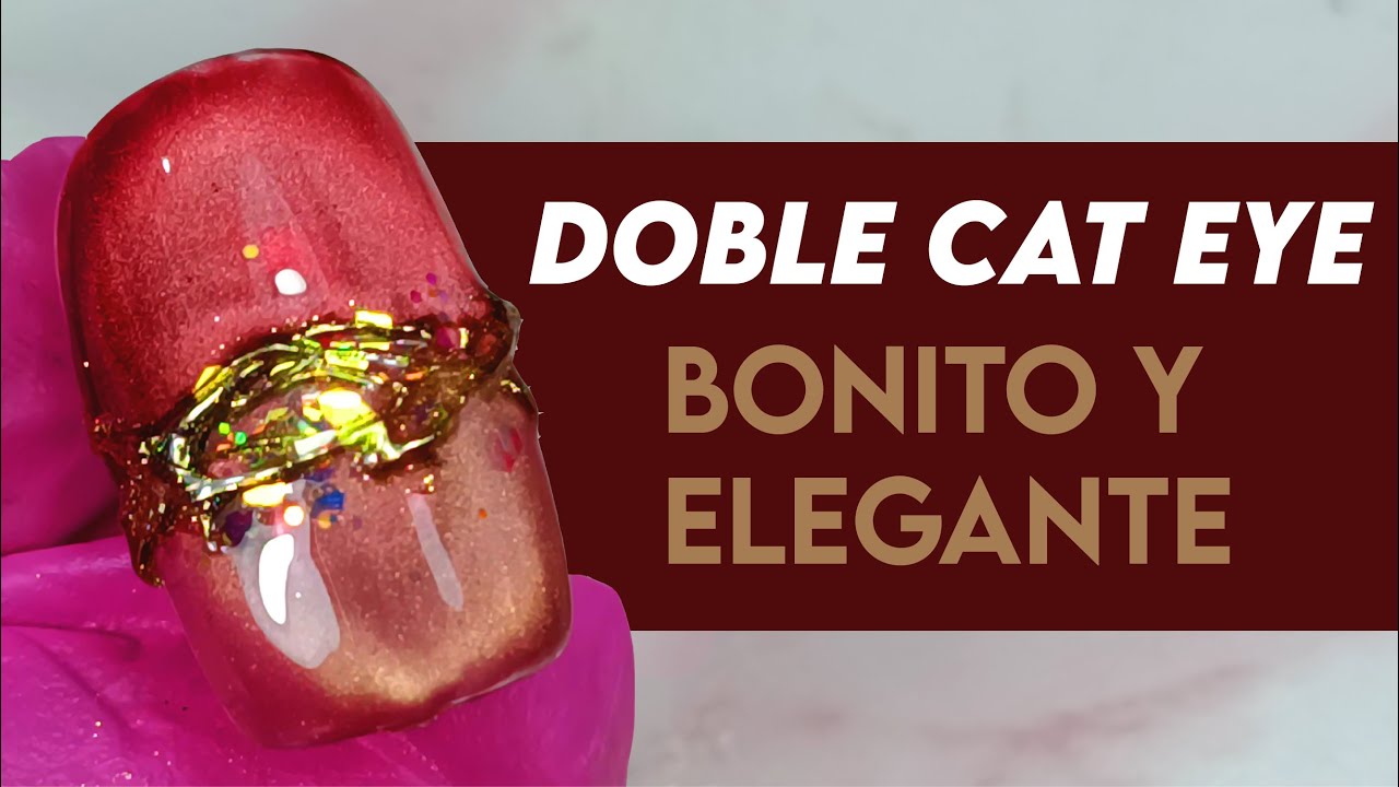 Uñas BONITAS Y ELEGANTES con efecto CAT EYE, glitter y relieve | TUTORIAL PASO A PASO MUY FÁCIL