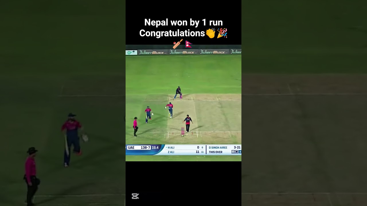 Nepal won by 1 run👏🏏🎉🇳🇵Nepal vs UAE ICC man's T20 world cup#highlights#cricket#nepal#uae#t20worldcup
