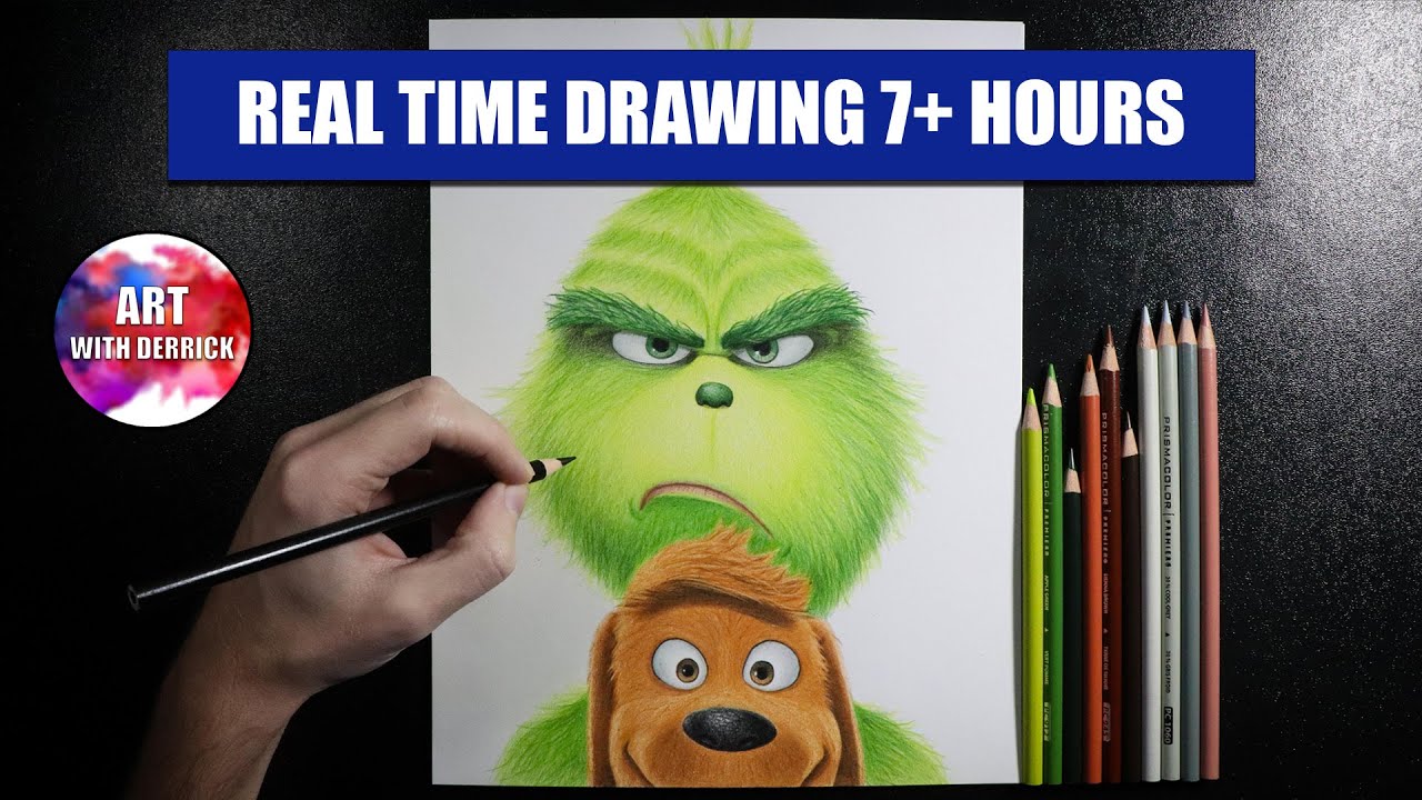 The Grinch & Max Real-Time Drawing - 7 Hour Colored Pencil Art