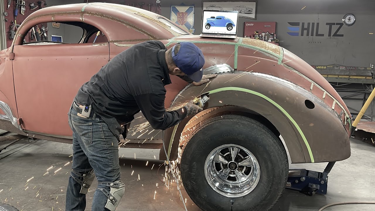 Modifying the rear fender to resemble the Hot Wheels toy