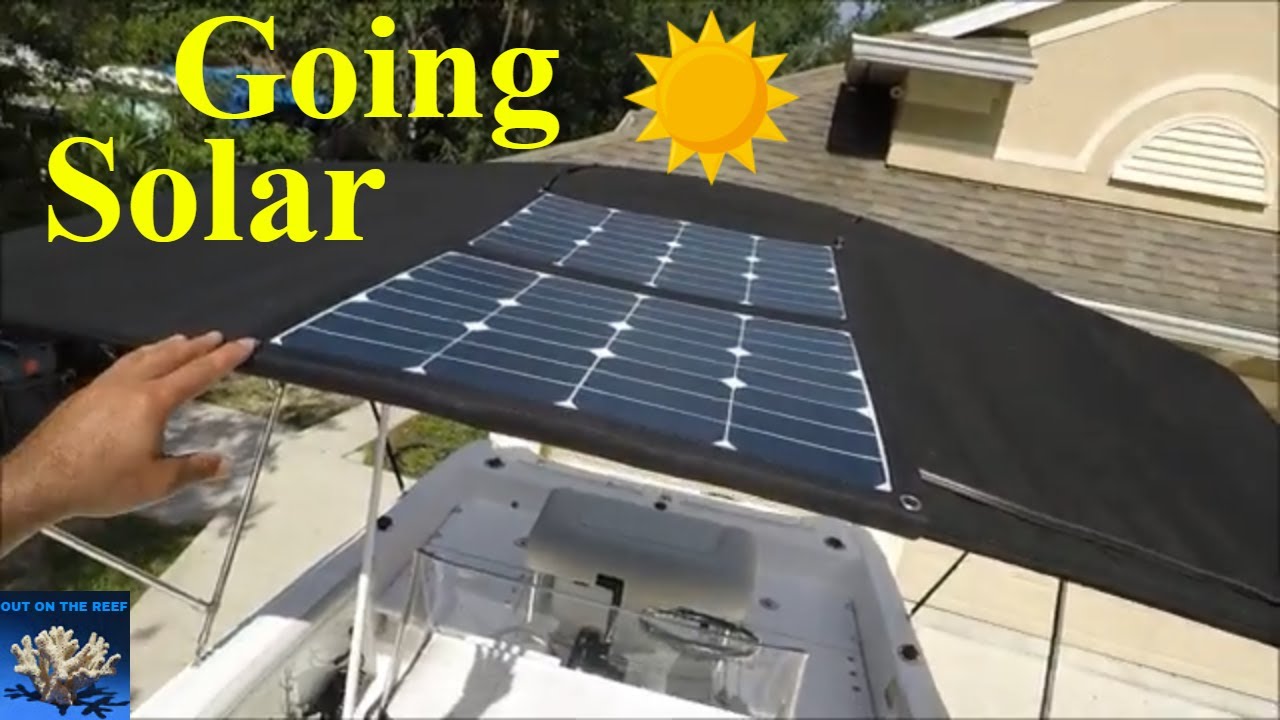 How to Install solar panels on your Fishing Boat Bimini DIY Acopower 12v 70 Watts  Foldable Solar