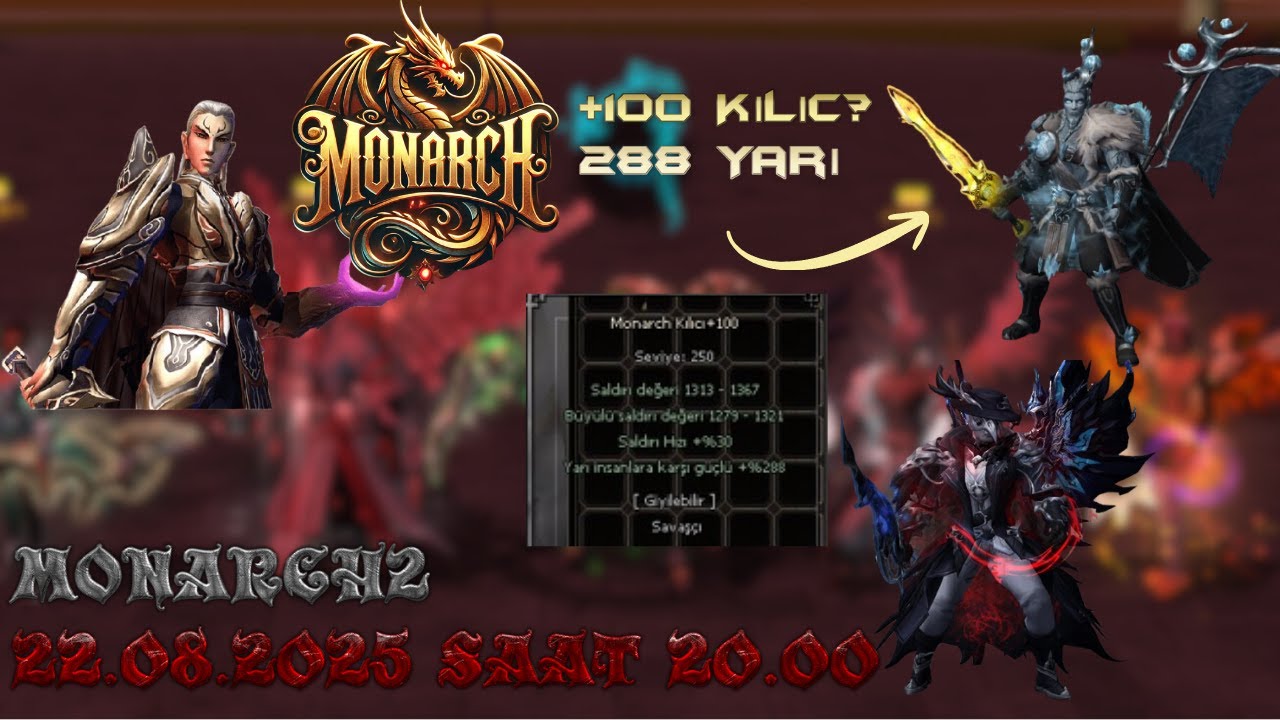 MONARCH METİN2 90-250 BOL DÖNÜŞÜMLÜ PVP SERVER 😱+100 KILIÇ | FARKLILIK ARIYORSAN #metin2 #metin2pvp