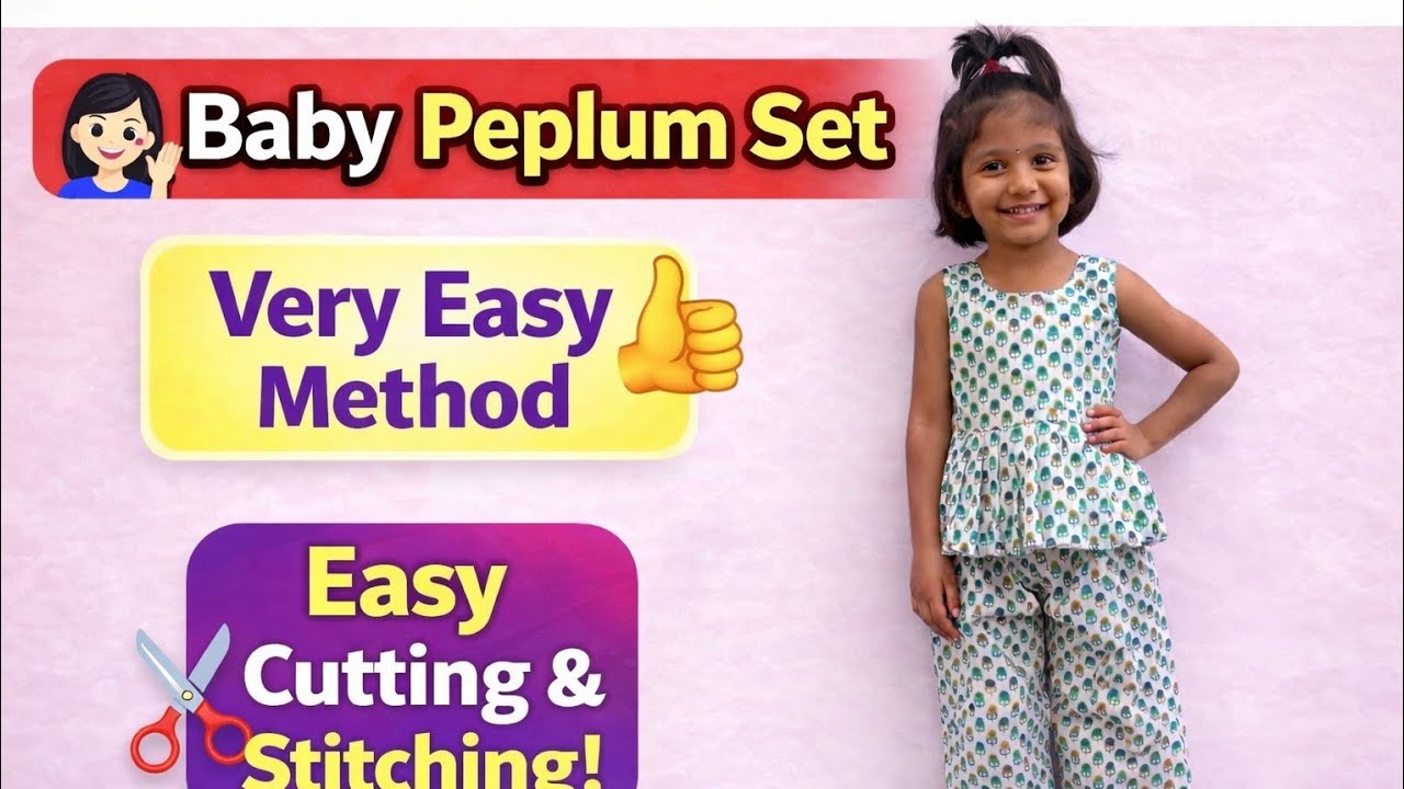 Peplum top cutting and stitching very easy method in Telugu