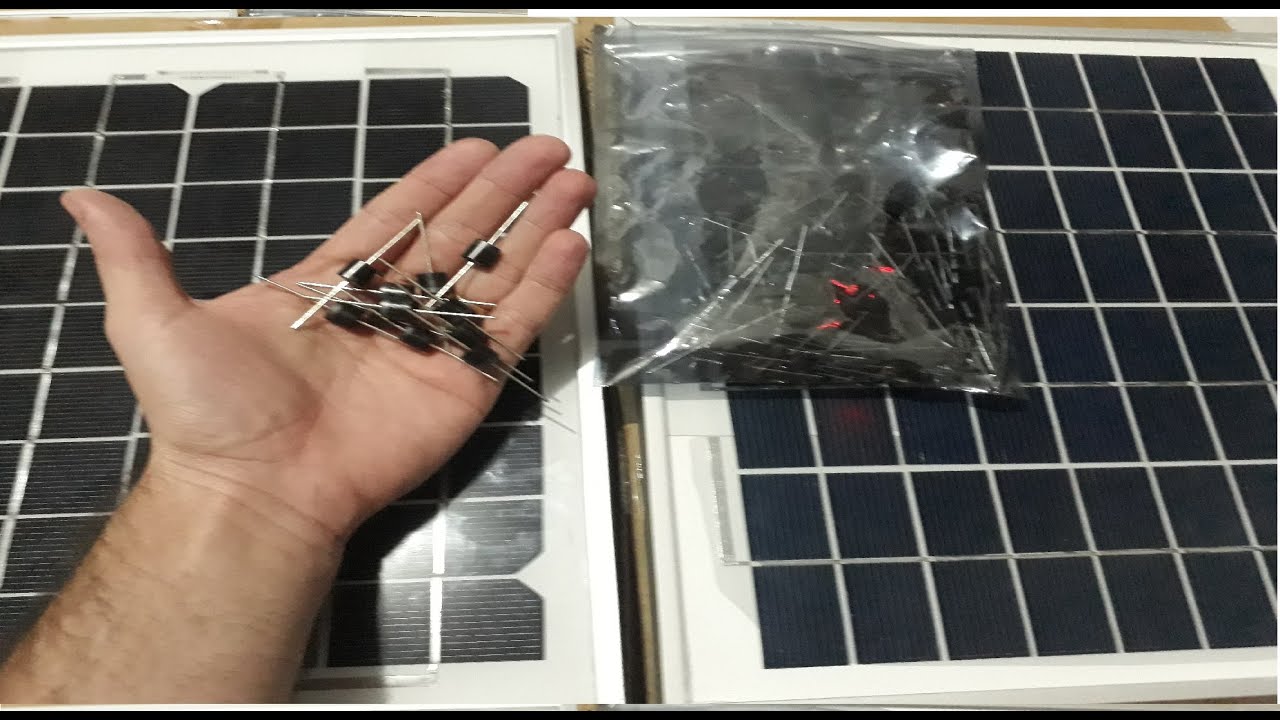 Colocando diodo retificador (bypass) Painel Solar 10W, importancia do diodo bypass no Painel solar !