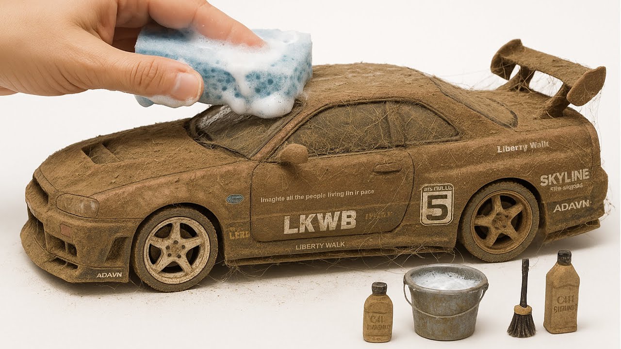 Super Realistic Cleaning of a 1:24 Nissan Skyline GT-R R34 After an Extreme Drift Adventure 🥵