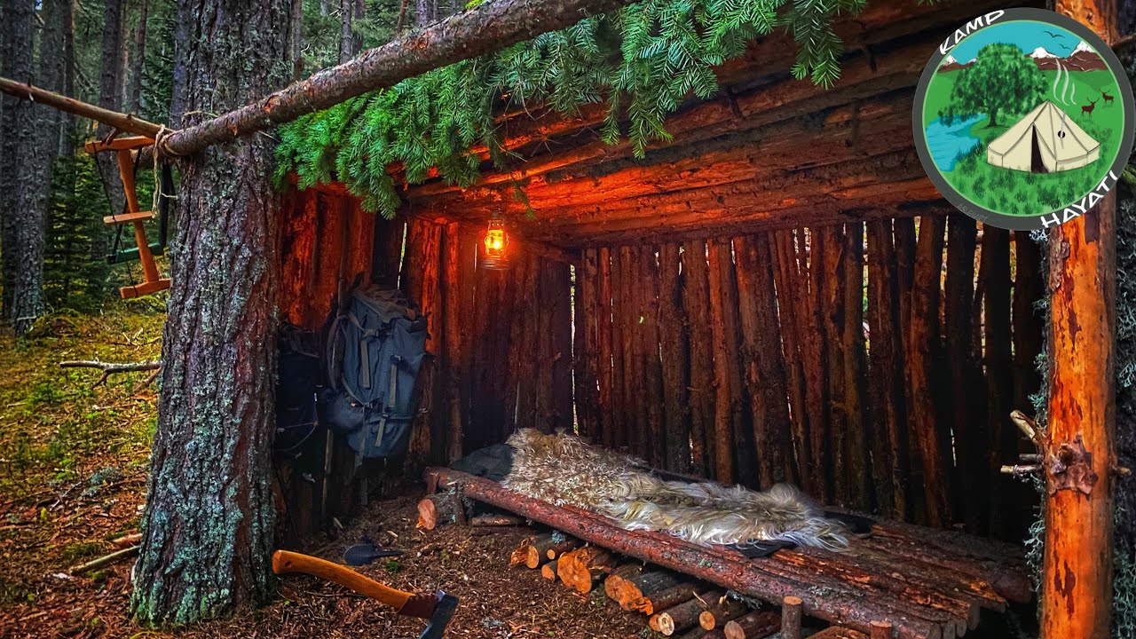 Ormanda Barınak Yapımı 3. B&ouml;l&uuml;m/ Permanent Shelter building in Wilderness, Bushcraft trip, {Part 3}