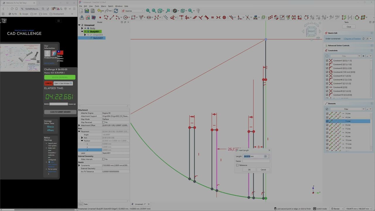 FreeCAD Speedmodeling Too Tall Toby Practice Model 26-02-05