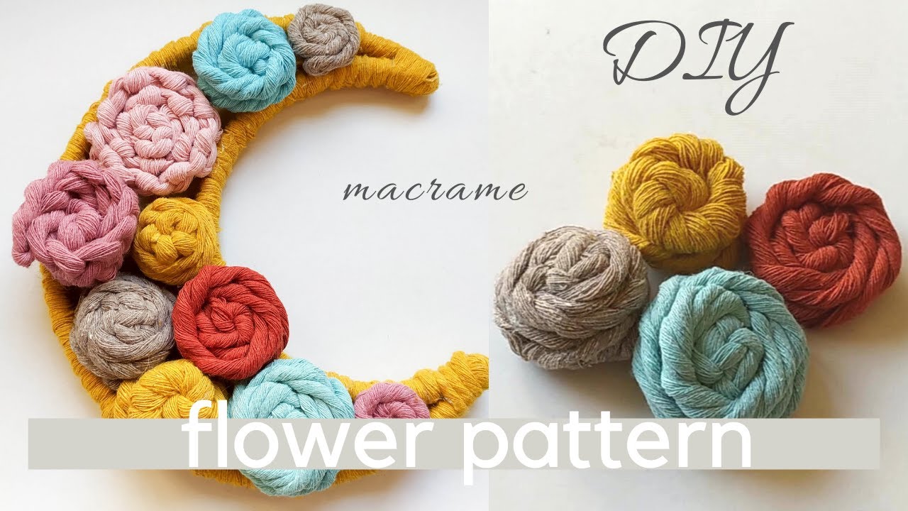 DIY macrame flower tutorial 3 ways, easy pattern for wall hanging, wreath, dream catcher