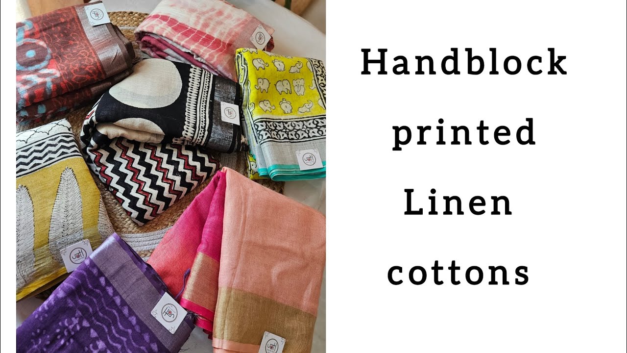 Handblock printed linen cotton sarees.  Whatsapp 9789326549 #joshboutique 