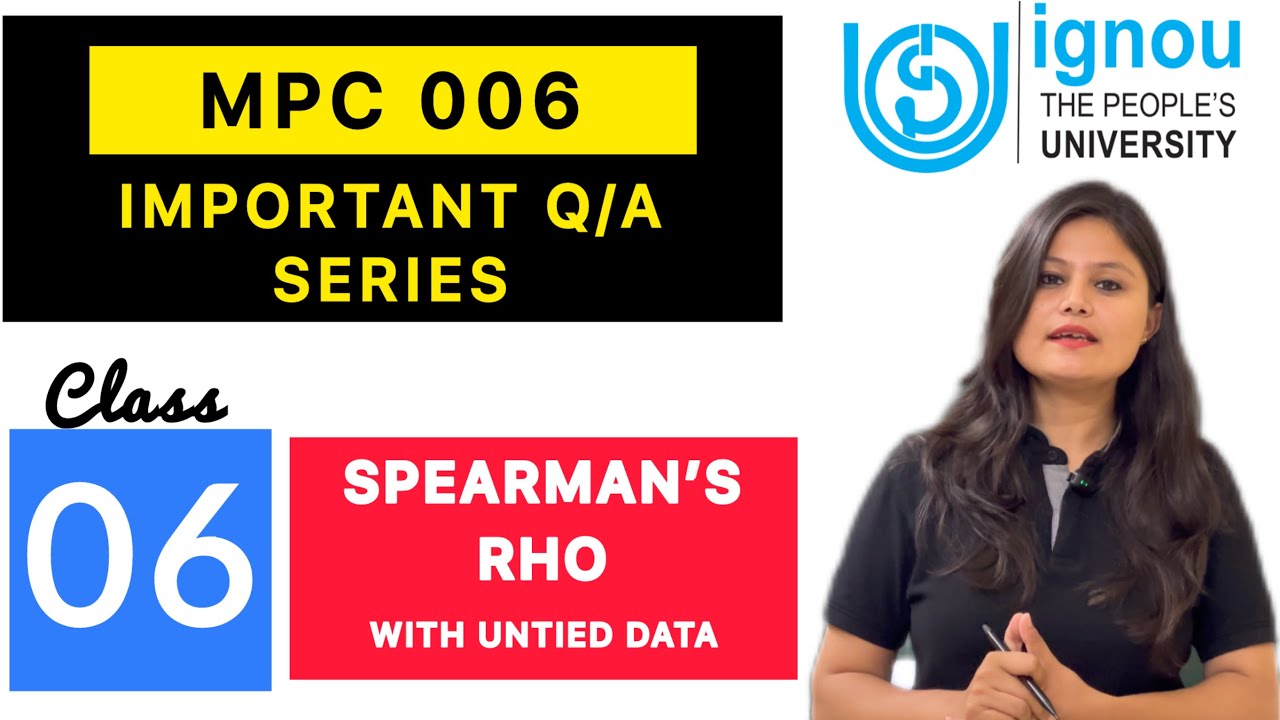 Spearman’s Rho Untied Data | MPC 006 Statistics Class 6 | Important Q/A Series