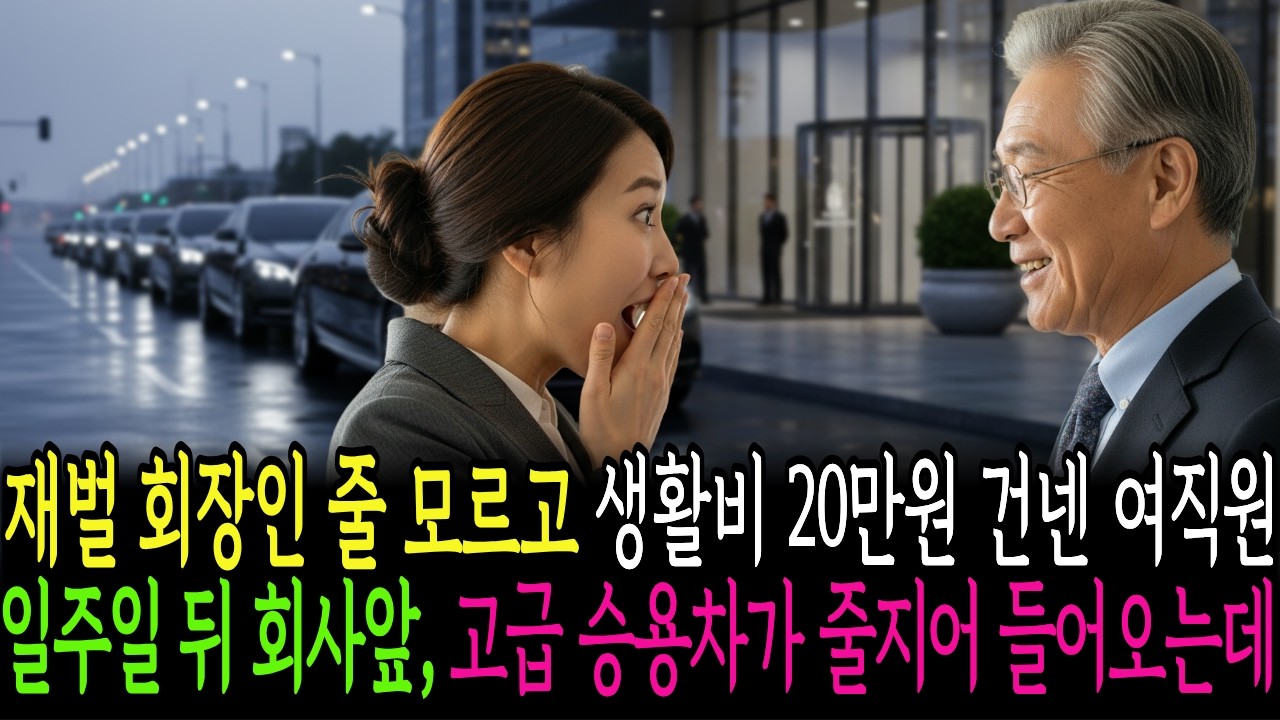 회장인줄 모르고 마지막 생활비 20만원 건넨 여직원, 일주일 후 회사앞에 고급 승용차 행렬이 도착하는데...
