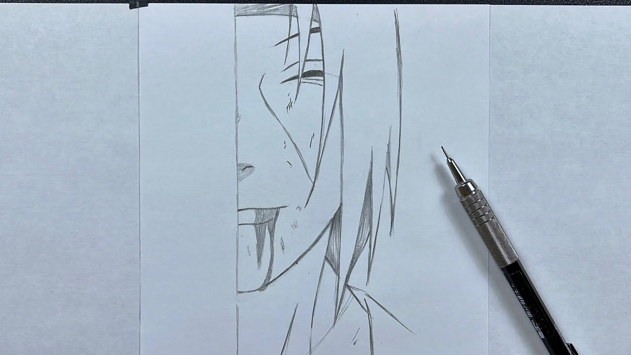 رسم انمي | تعلم رسم نصف وجه ايتاشي خطوة بخطوة