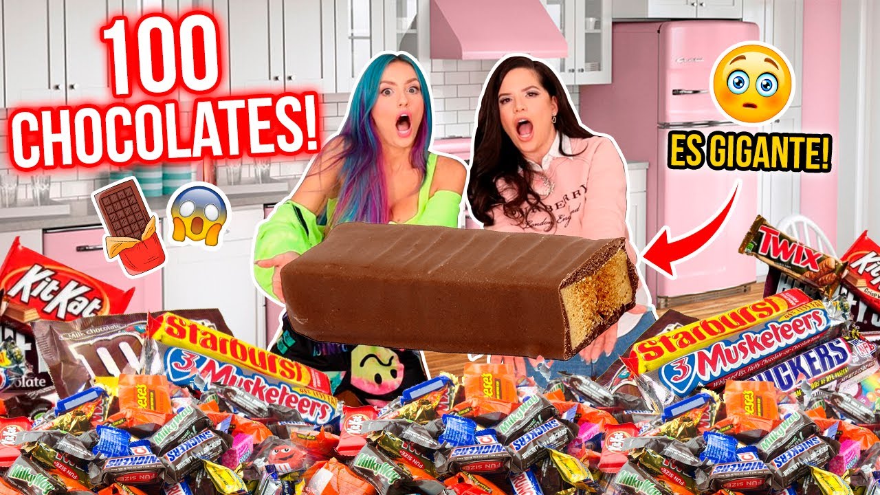 MEZCLE 100 CHOCOLATES!🍫 HICE UNO GIGANTE!😱 ft. Camila Guiribitey | Katie Angel
