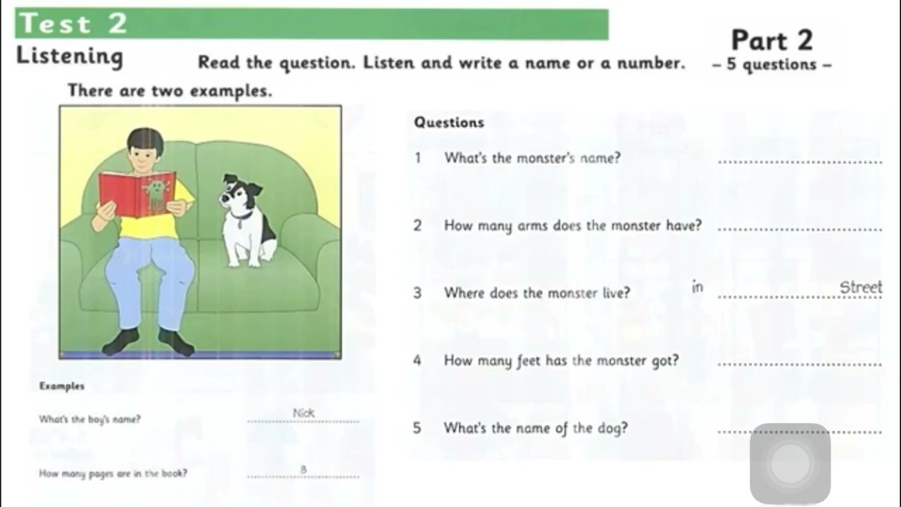 Cambridge Starters - Book2- Listening Test 2- part 2 with answers