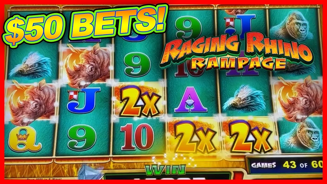 MASSIVE $50 HIGH LIMIT BETS! ★ RAGING RHINO RAMPAGE ➜ BIG WINS!