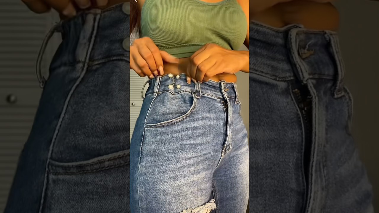 Jeans hack with adjustable pins  #fashion #shorts#