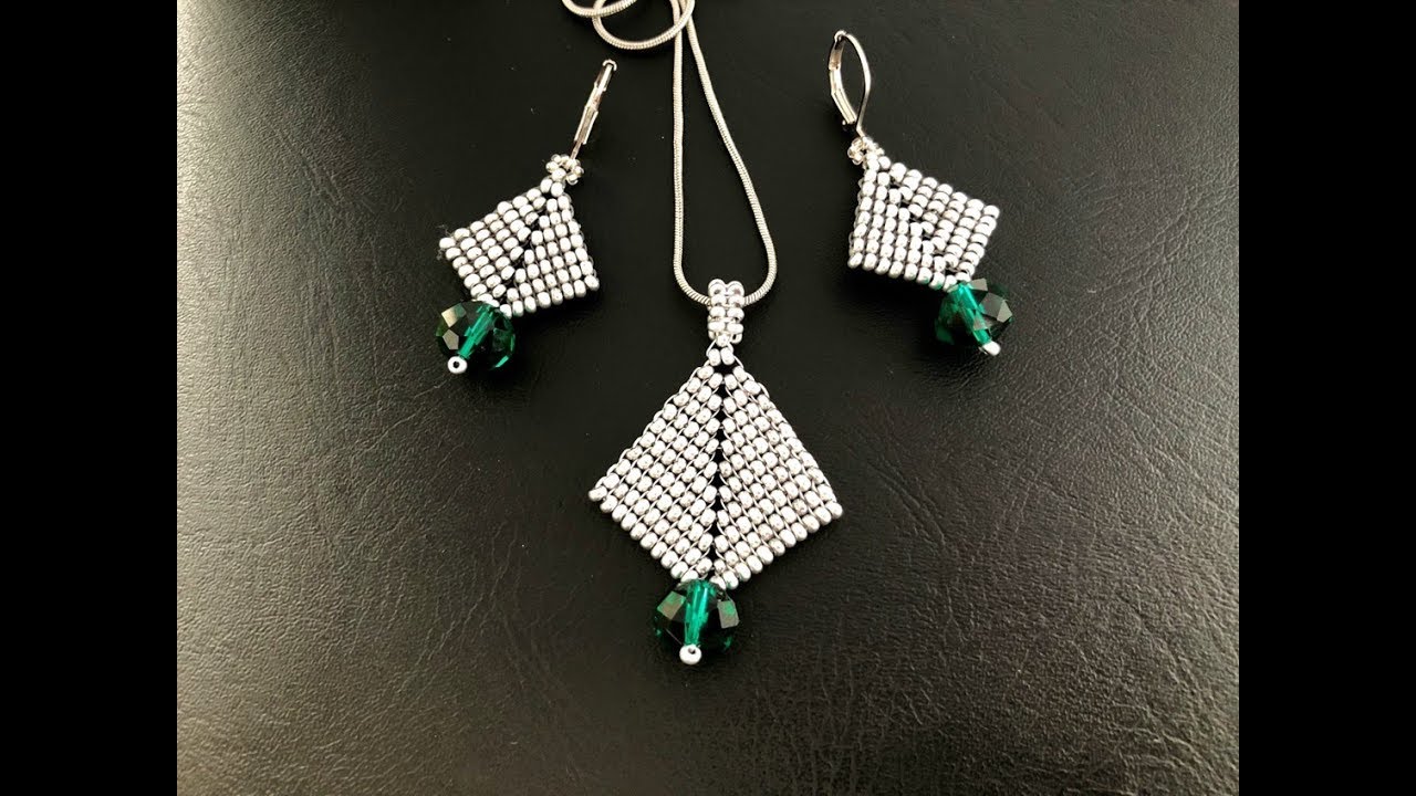 Classy Jewelry Set.Christmas gift Idea.Beaded Pendant & Earrings