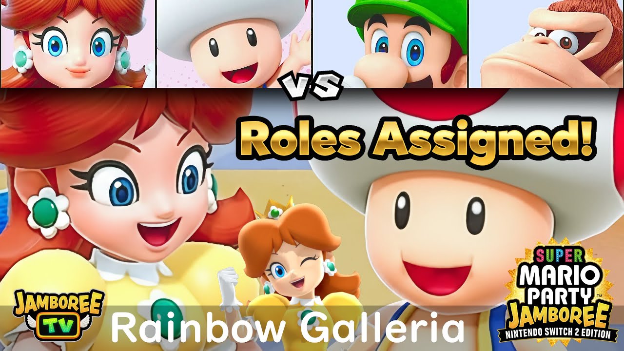 Super Mario Party Jamboree TV Daisy & Toad vs Luigi & DK in Rainbow Galleria
