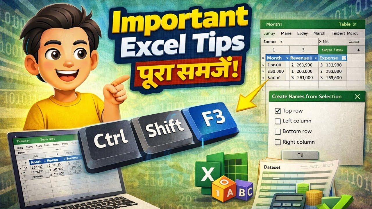 Give all fields name reference in excel table | Save time | Name Manager vs ctrl+shift+F3 