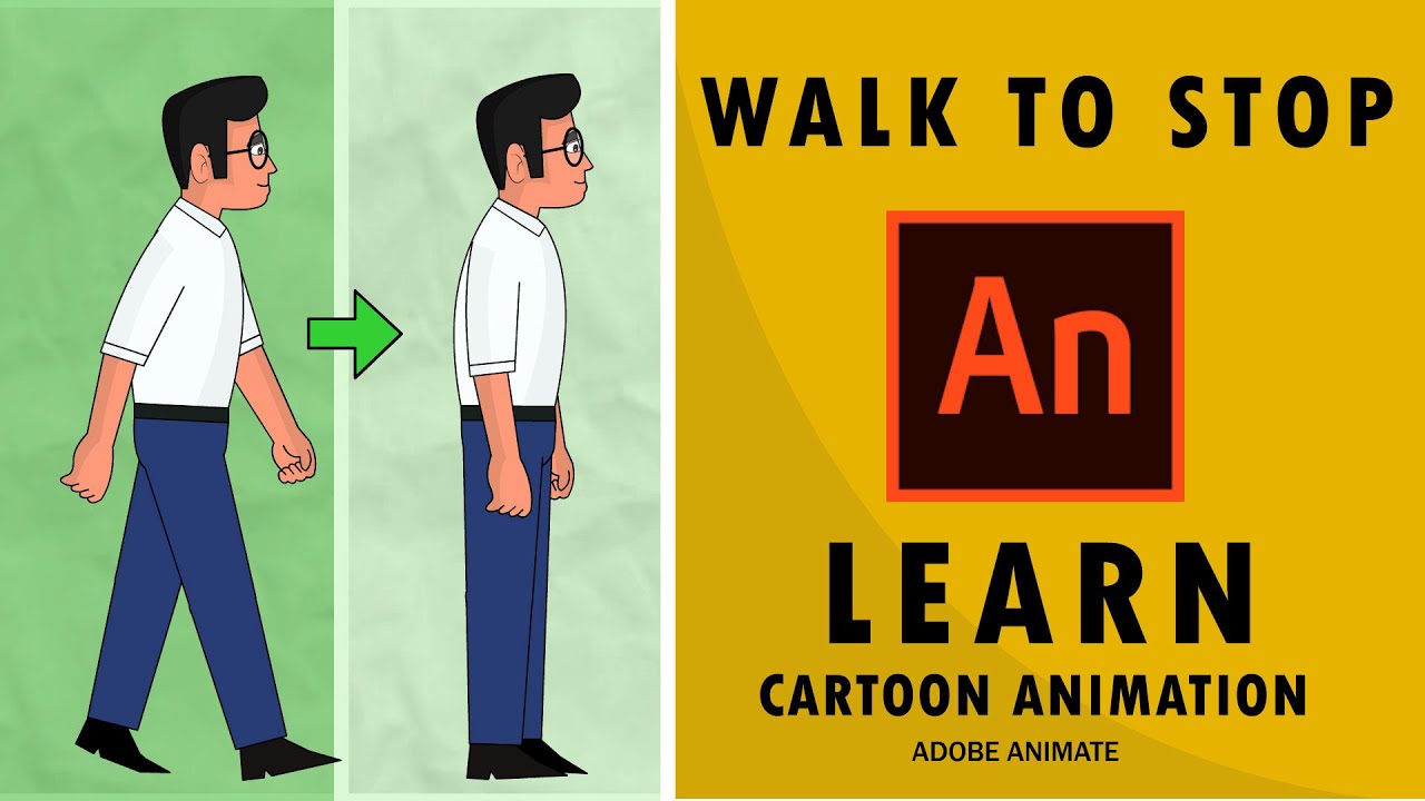 Остановка ходьбы | Как создать анимацию остановки ходьбы в Adobe Animate | 2D-урок от Sarath