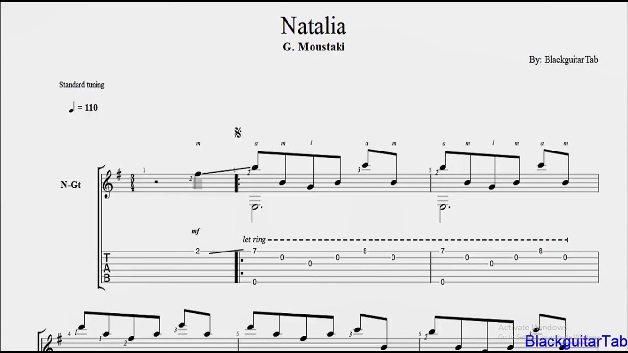 Classical Guitar Songs: Natalia- G. Moustaki