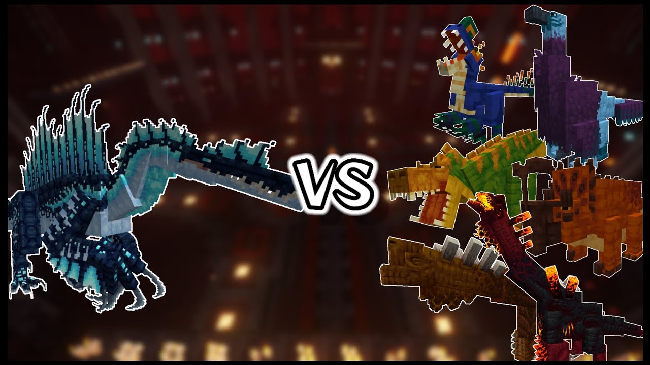 Spinosaurus VS Primordial Caves Mobs | Minecraft Mob Battle