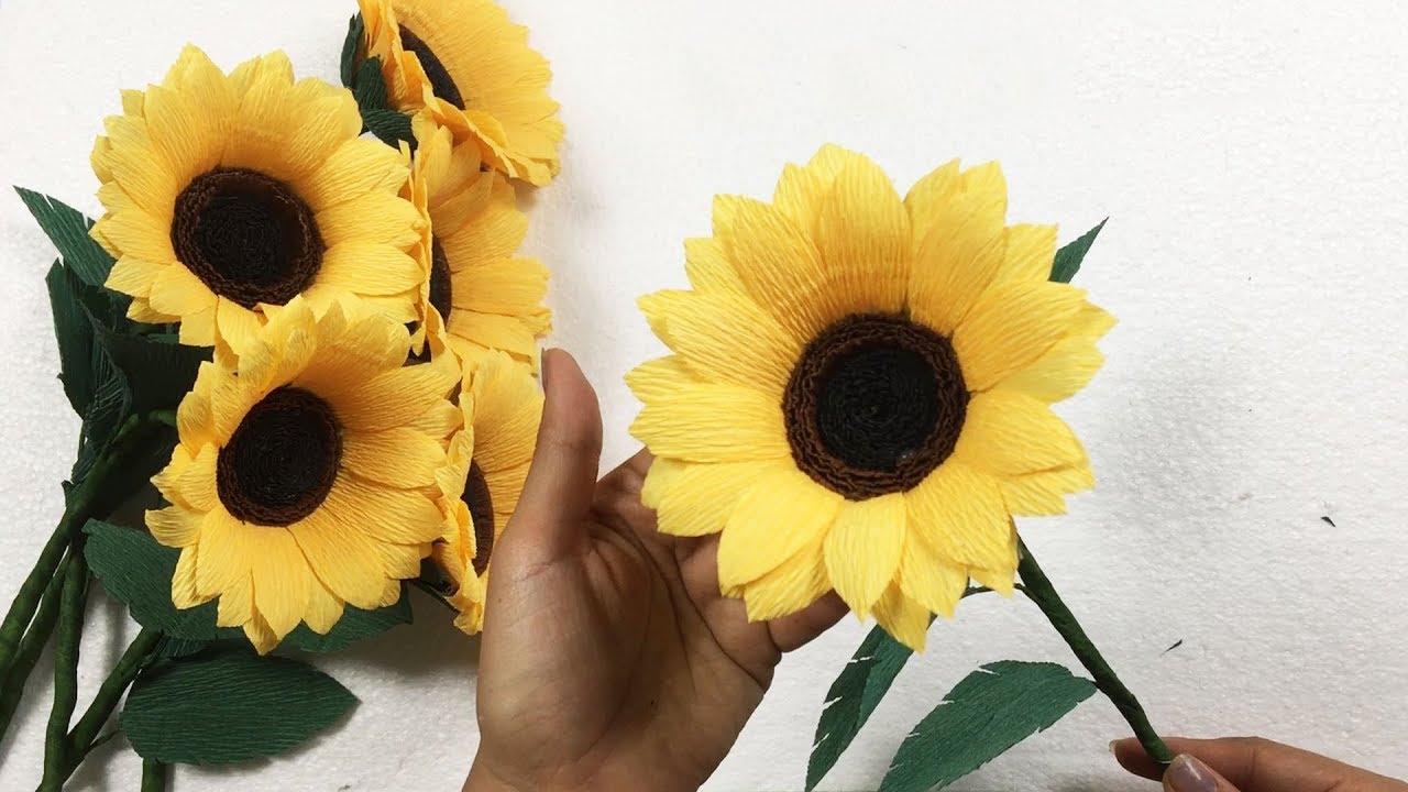 How To Make Sunflower Paper Flower From Crepe Paper | VUNU ART