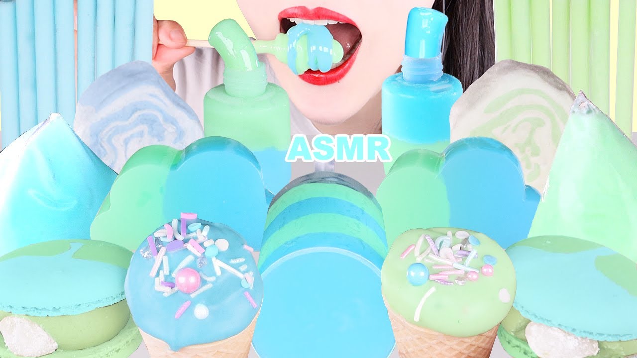 ASMR UNICORN DESSERT, HONEY JELLY, FROZEN MILK, 유니콘 꿀젤리, 얼린우유, 마시멜로우 아이스크림 먹방 EATING SOUNDS MUKBANG