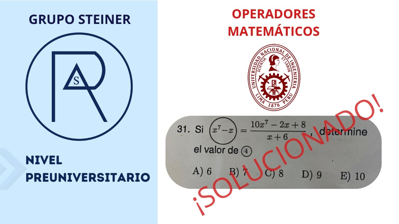 SOLUCIONARIO UNI 2026-I👷‍♂️👷‍♀️ RM - OPERADORES MATEMÁTICOS📚