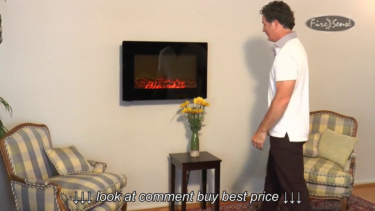 Fire Sense Wall Mounted Electric Fireplace 60757, 1400W, 4600 BTU