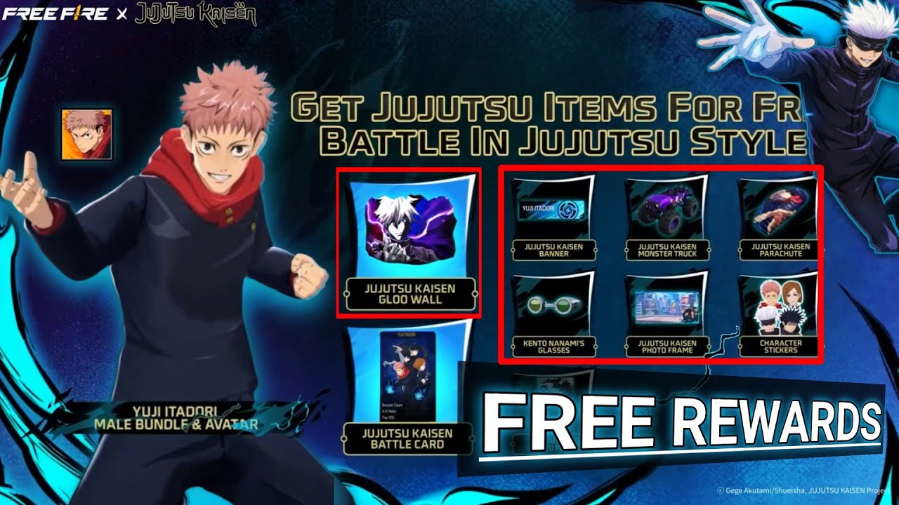 NEW JUJUTSU KAISAN FREE REWARDS🤯🔥 || FREE FIRE JUJUTSU KAIZEN REWARDS 