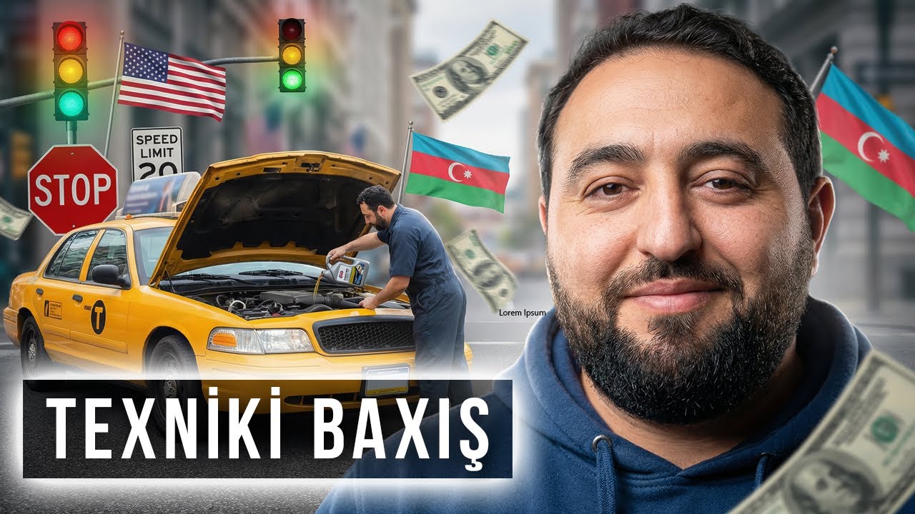 Amerikada texniki baxış, aeroportda taksi, pullu yollar, yol nişanları, UBER komfort