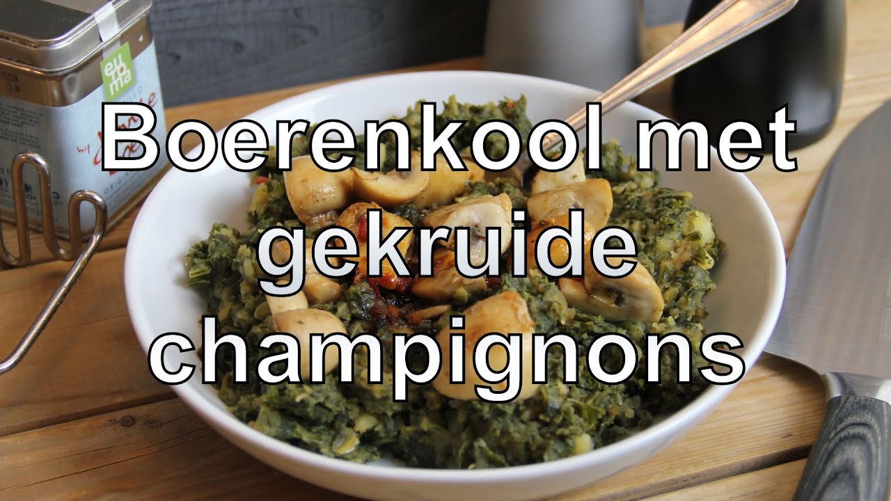 Boerenkool met gekruide champignons recept