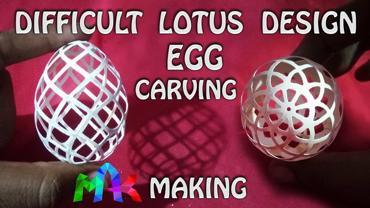 Difficult Lotus Design  Carving on White Egg  @ MAK MAKings