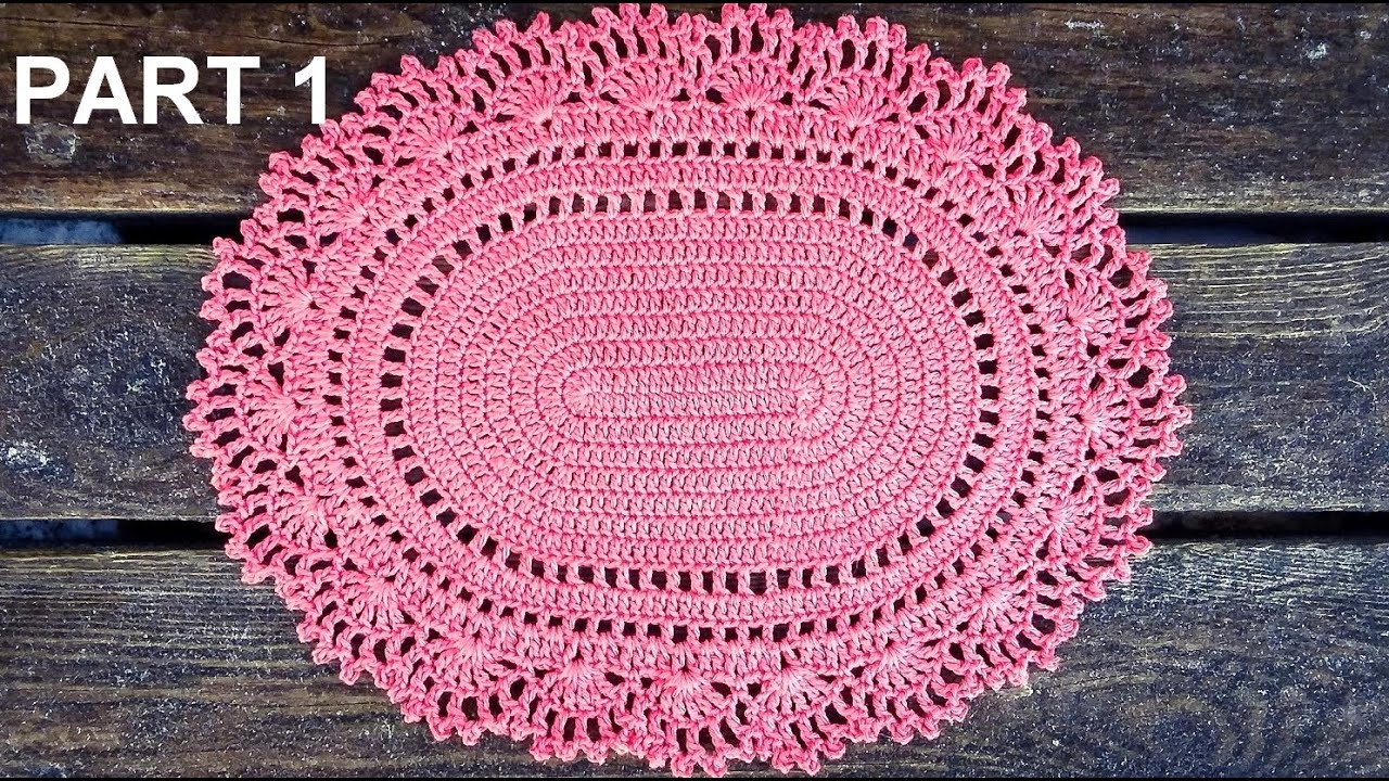 Romantic Oval Doily Placemat Crochet Tutorial Part 1 Round 1 - 6