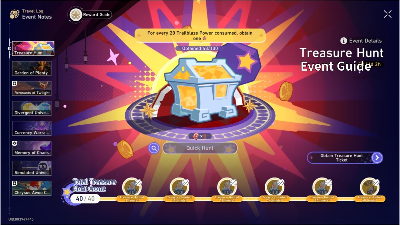 Treasure Hunt Event and Updates for HSR 4.0 | HSR 3.8