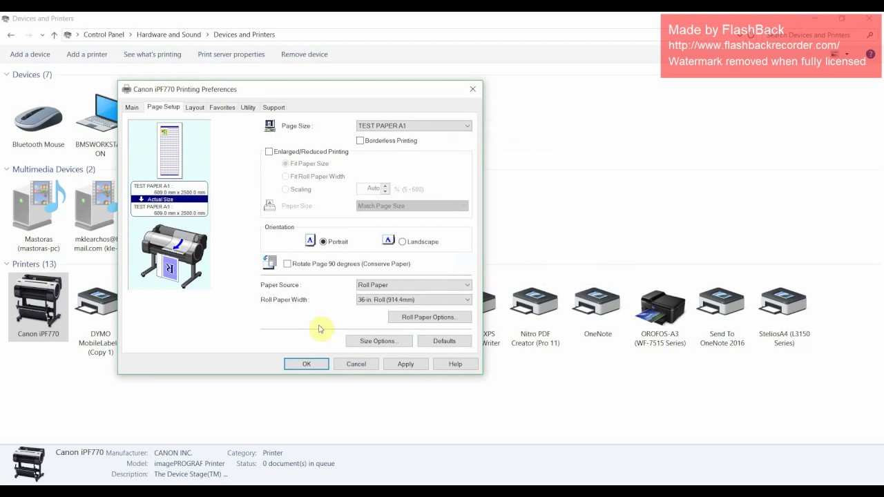 Canon iPF770 custom paper settings