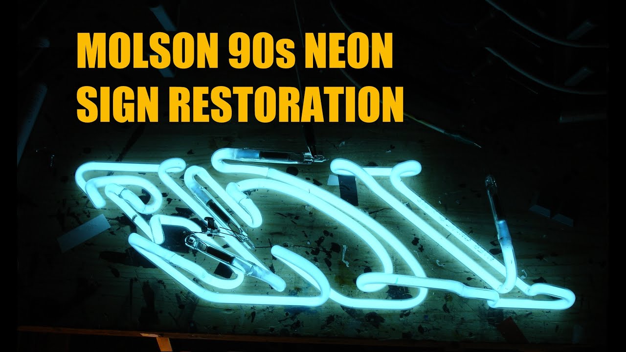 Molson Ice Neon Sign restoration, glass repair, cleaning ...