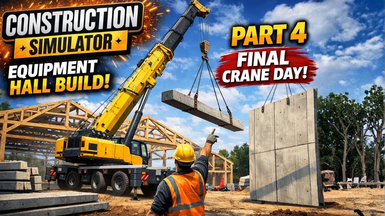 Equipment Hall Barn Build Part 4 FINAL – Crane Day Lifting Beams & Panels